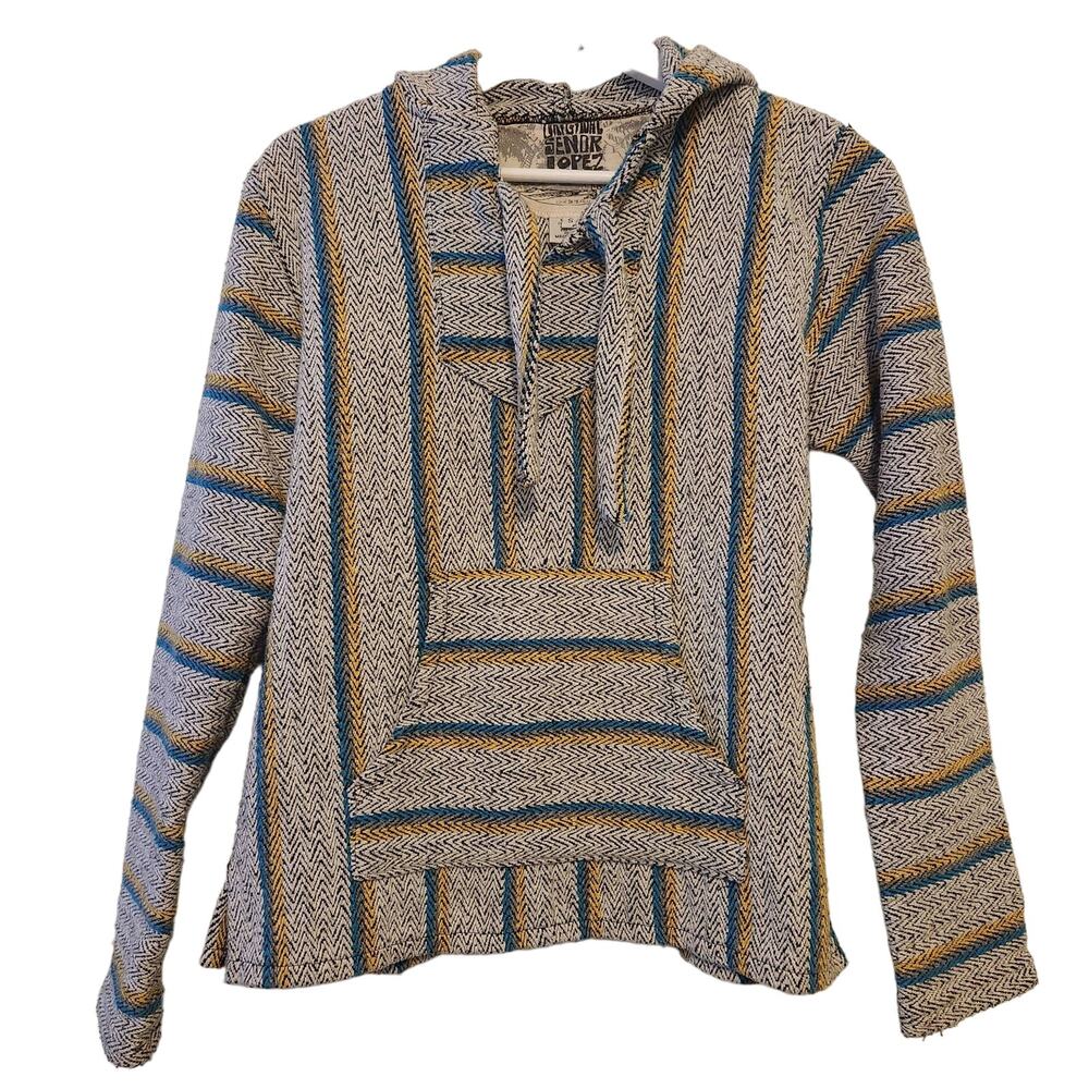 Original Senior Lopez Mexican Blanket Hoodie Size Small Unisex Men Women